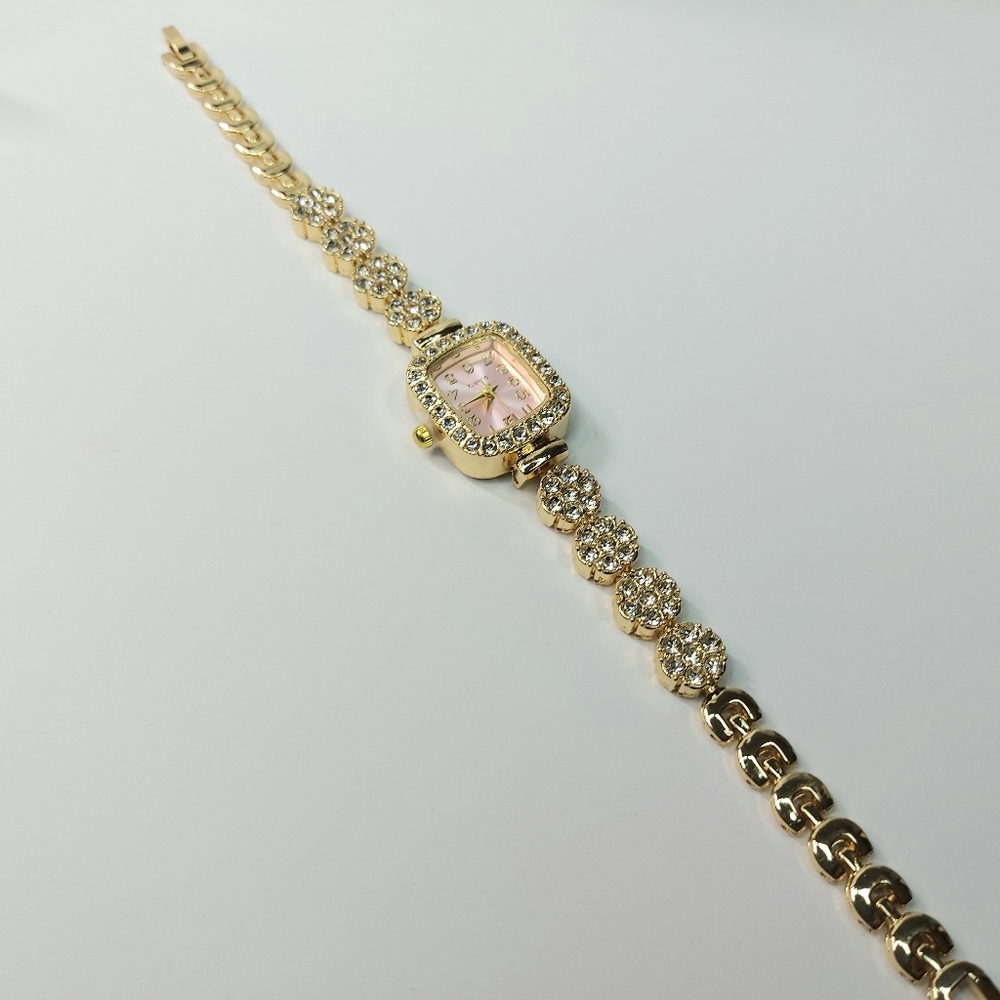 Elegant Gold and Pink Women's Bracelet Style Watch